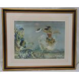 William Russell Flint framed and glazed polychromatic lithographic print of flamenco dancers, signed