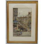 Jan Van Couver framed and glazed watercolour of a city square, signed bottom right, 42.5 x 27cm
