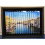 A framed modern art three dimensional image titled Lido Venice, original invoice included, 113 x