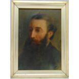 A framed 19th century oil on board of the Reverend Edmund Spenser Tiddeman, with beard, details
