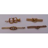 Four 9ct gold brooches of various form and style, approx total weight 10.7g