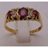 18ct yellow gold, ruby and diamond ring, approx total weight 2.7g