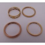 Four 9ct gold rings, approx total weight 7.7g