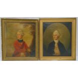 A pair of framed 18th century oils on canvas of Captain Richard Tiddeman Royal Dragoon Guards, one