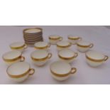 Minton Buckingham gold and white tea cups and saucers (24)