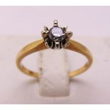 18ct gold and diamond solitaire ring, approx total weight 2.1g