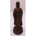 A Chinese gilt bronze Buddha on raised circular lotus plinth, 24.5cm (h)