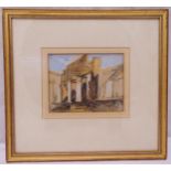 Hercules Brabazon Brabazon framed and glazed watercolour sketch of classical ruins, monogrammed