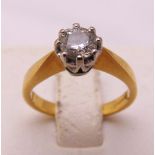 18ct yellow gold diamond solitaire ring, approx total weight 3.7g