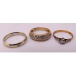 Three 9ct gold and diamond rings, approx total weight 7.9g