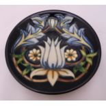 Moorcroft William Morris style pin dish designed by Rachel Bishop, marks to the base, 12cm dia