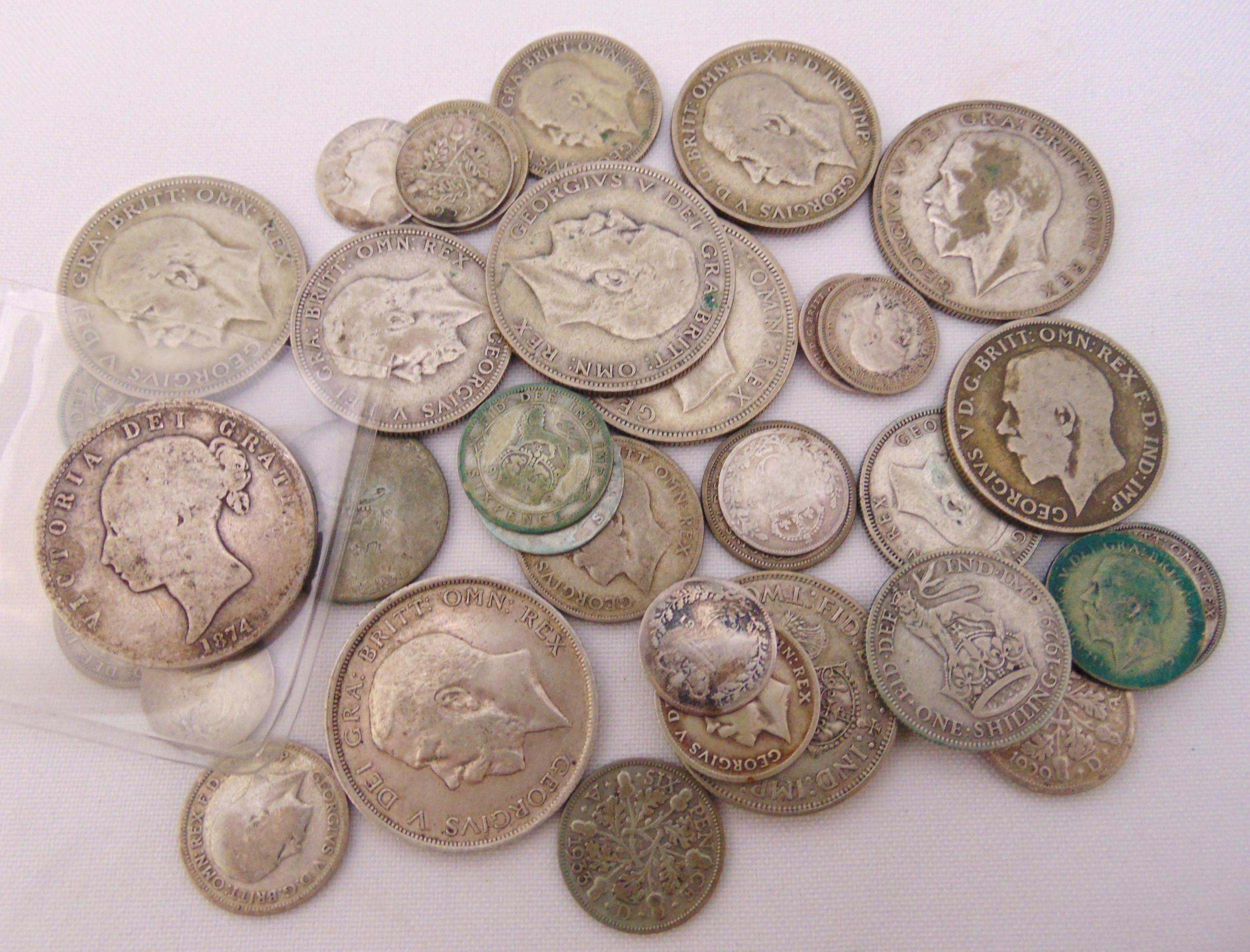 A quantity of pre 1947 GB silver coins, approx total weight 204g