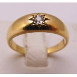 18ct yellow gold gypsy set diamond ring, approx total weight 4.8g