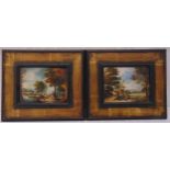 Ida Calzolari a pair of framed oils on copper of figures in a landscape, one signed bottom left