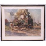 Terence Cuneo framed and glazed polychromatic print titled Evening Star - The End of an Era,