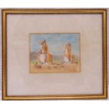 Hercules Brabazon Brabazon framed and glazed watercolour of Thebes, monogrammed bottom right, 14 x