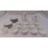 Rosenthal Form 2000 white coffee set to include a coffee pot, a hot water jug, a sugar bowl, cups,