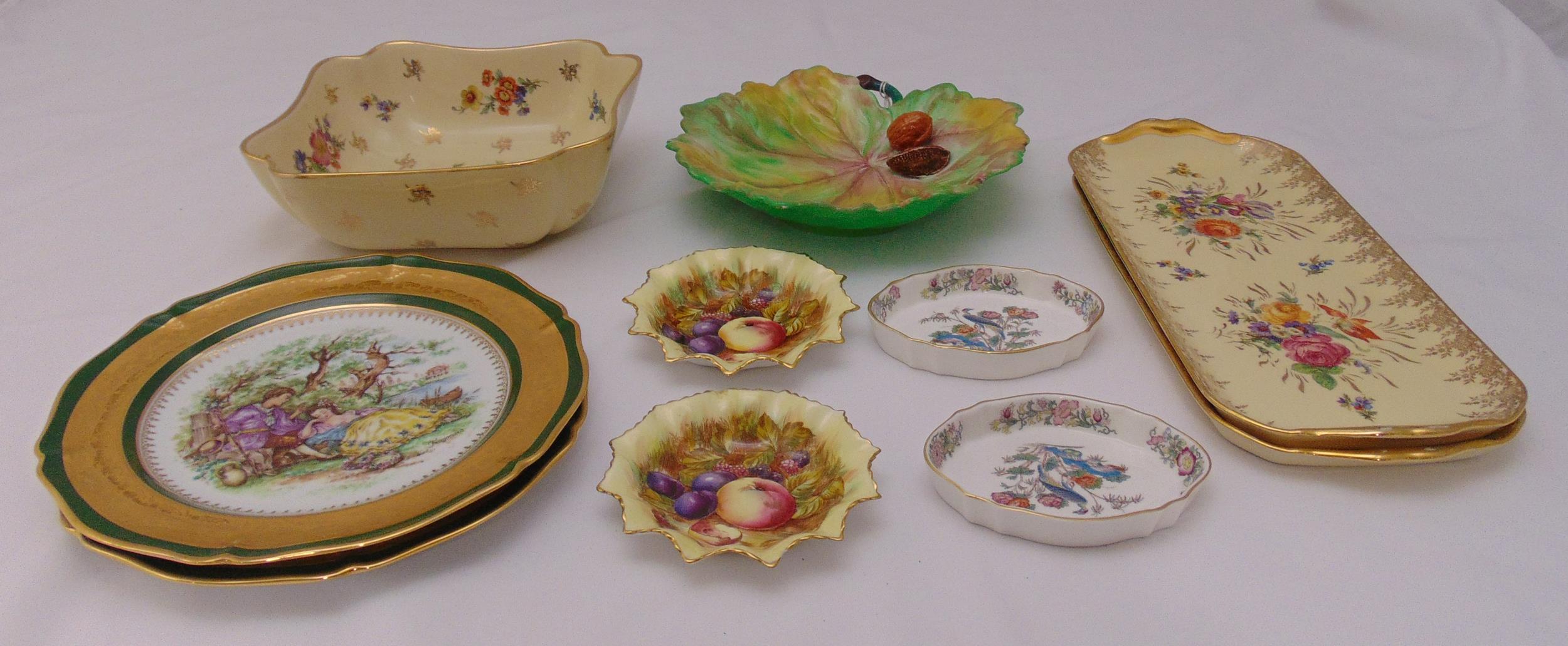 A quantity of Limoges porcelain, to include a fruit bowl and matching platter, a pair of Aynsley