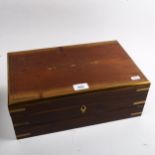 An Antique mahogany writing slope, with fitted interior and brass decoration, 37.5cm across