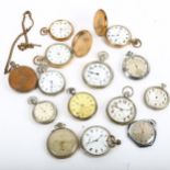 A quantity of various pocket watches, including gold plated, Art Deco etc