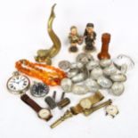 Various collectables, including Cameron military badge, turned wood peppermill, wristwatches etc (