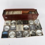 A case of Victorian glass Magic Lantern slides, including local, Hever Castle, Sevenoaks, Penshurst,