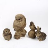 4 Poole Pottery animal figures, including B Linley-Adams owl, height 18cm (4)