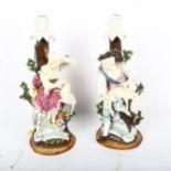 A pair of German porcelain candlesticks, surmounted by shepherd and shepherdess figures, Augustus