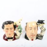 2 Royal Doulton character jugs, comprising Alfred Hitchcock D6987, and Lewis Carroll D7096