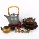 Studio pottery teapot, Chinese lizard teapot, miniature ceramics etc