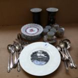 A pair of vases, decorative plates, plated servers etc