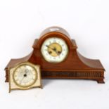 An early 20th century mahogany 8-day dome-top mantel clock, and another by Fortuna (2)