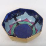 CHARLOTTE RHEAD for BURLEIGH WARE - an octagonal pottery table centre bowl, hand painted and