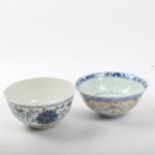 A Chinese Wucai porcelain bowl, 6 character mark, and another Chinese bowl, diameter 12cm (2)