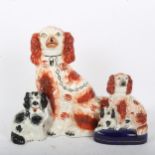 3 x 19th century Staffordshire Spaniels, largest height 31cm (3)