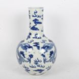 A large Chinese blue and white dragon vase, height 34cm