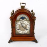 A small German reproduction mahogany dome-top 8-day moonphase bracket clock, by John Thomas, case