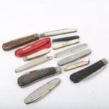 2 silver-bladed mother-of-pearl fruit knives, and various others