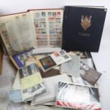 A large quantity of Vintage loose postage stamps, albums, sheets etc (boxful)