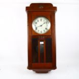 A mahogany-cased wall clock, by The International Time Recording Co, made in USA, height 76cm