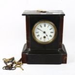 An early 20th century slate and marble 30-hour mantel clock, height 22cm