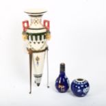 Art Nouveau tapered vase in stand, 27cm, miniature ginger jar and vase