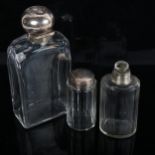 A Victorian silver-topped glass dressing table jar, and 2 other jars (3)