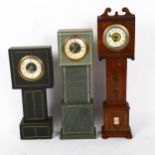 3 table-top longcase clocks, including slate example, largest height 31cm (3)