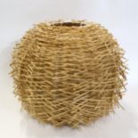 A large modern rattan bird nest pendant light shade, diameter 50cm