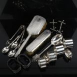 Various silver, including Join Loyalty and Liberty spoon, napkin rings, cruets etc