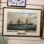 An original Victorian Cunard Royal Mail Steamship "Scythia" advertising poster, by Defries,