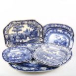 Various Spode Italian pattern serving and meat plates, largest 52cm