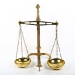 A brass balance scale, height 54cm