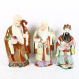 3 Chinese porcelain figures, hand painted decoration, largest height 31cm (3)